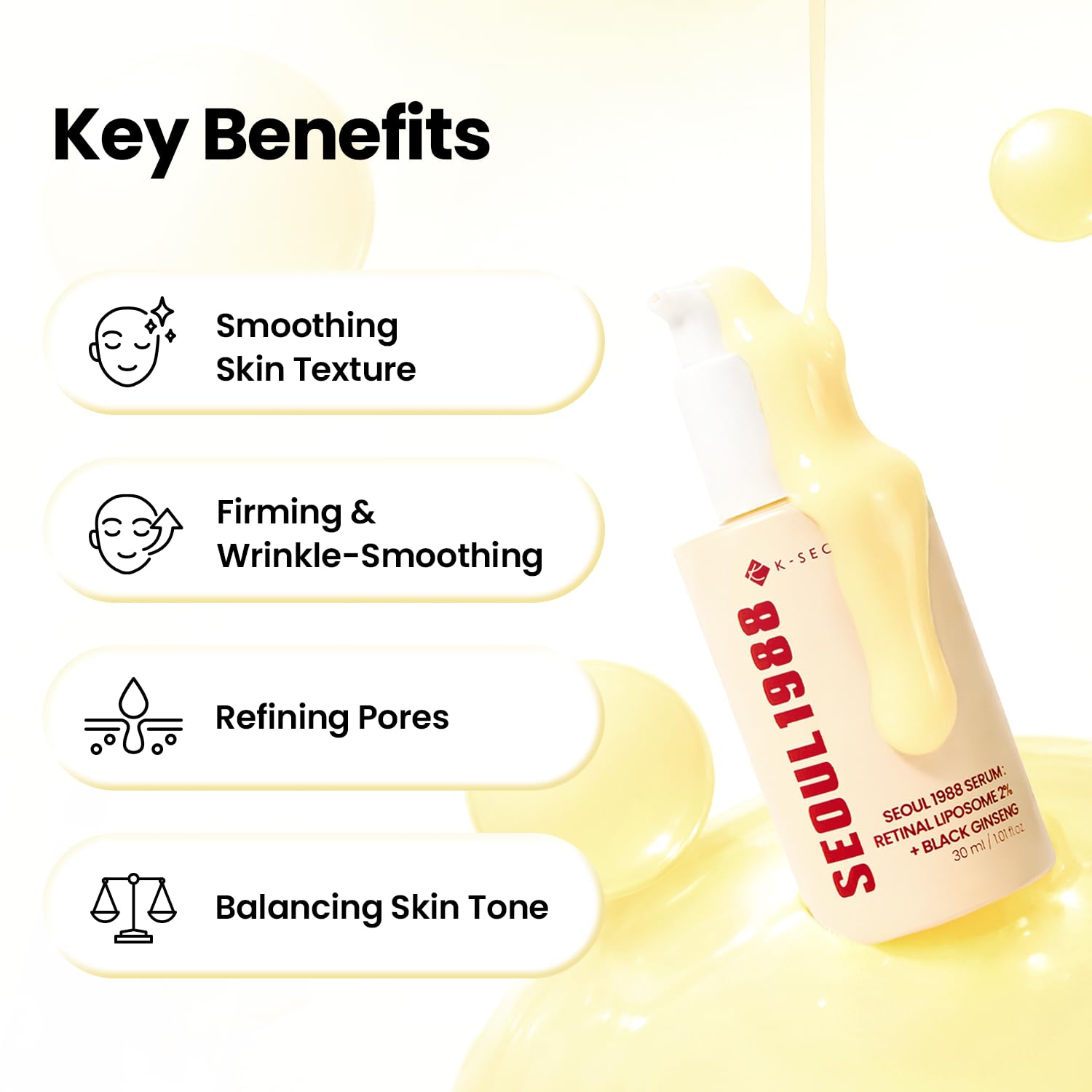 K-Secret Seoul 1988 Serum: Retinal Liposome 2%+ Black Ginseng 30ML