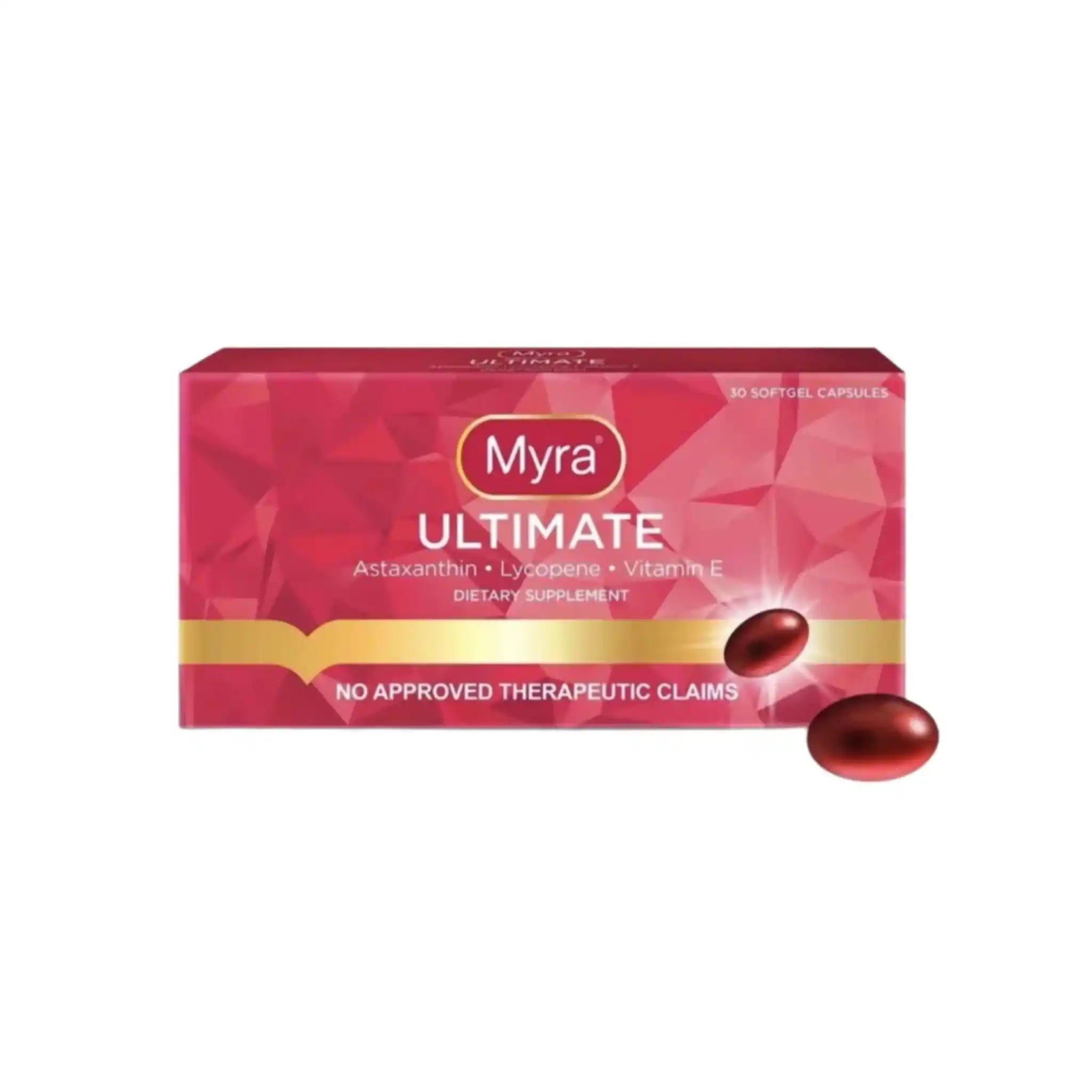UL Skin Sciences Inc, Myra Utimate with Astaxanthin, Lycopene and Vitamin E, 30 Softgel Capsules